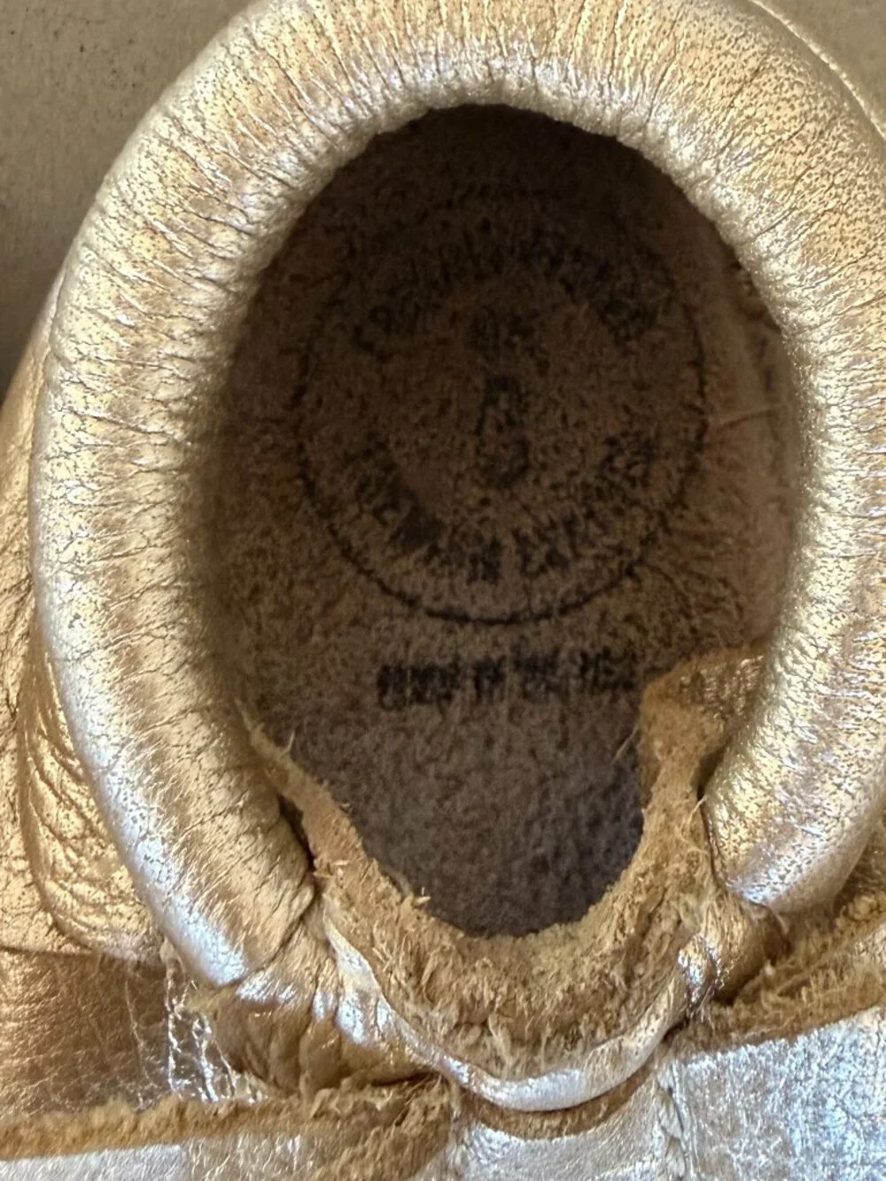Freshly Picked Gold Metallic Bow Moccasins Size 3
